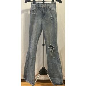 BCBGeneration High Rise Flare Juniors size 1/25 Distressed Denim Jeans